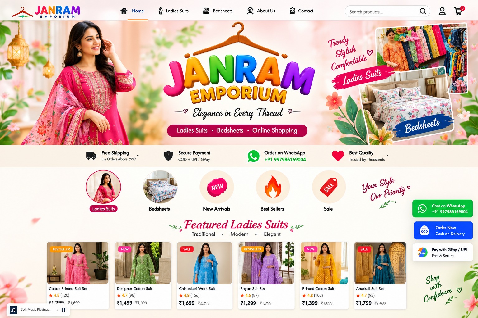 JANRAM EMPORIUM ladies suits and bedsheets